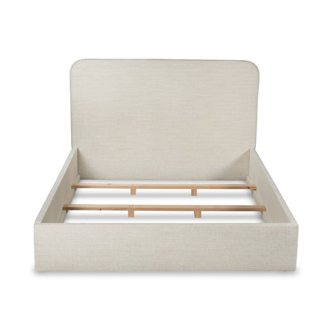 Moss Home Contemporary Detroit Low Profile Platform Bed in Ivory - Queen - Cal King - Queen