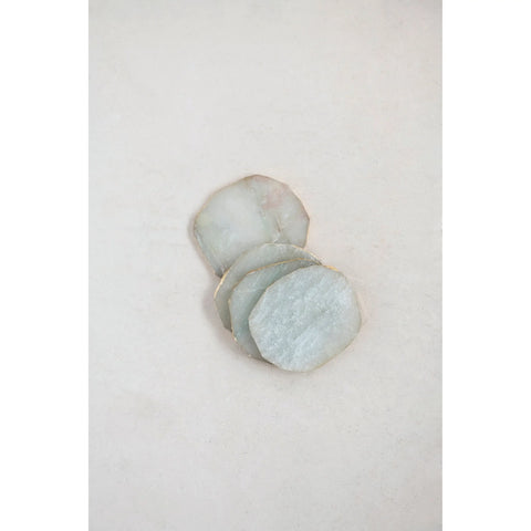 The Lifestyle Lab Oui Paris Quartz Tabletop Essentials Round Stone Drink Coaster - Set of 4