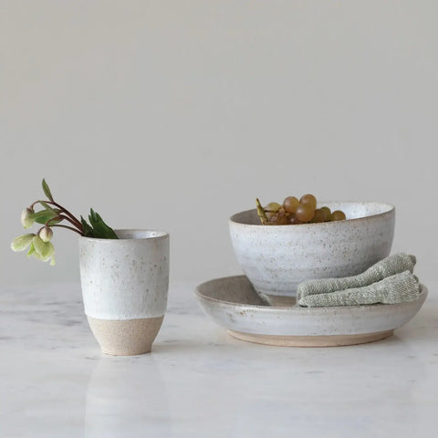 Everyday Handmade Two-tone Glazed Stoneware Fruit Bowl