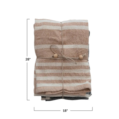 The Lifestyle Lab Stripe Textured Double-Sided Tea Towel Set - Set of 2