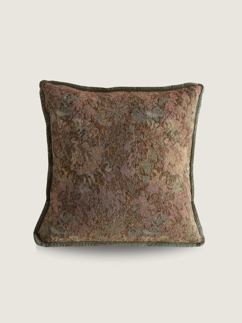 Powered by People Artful Traditionalist Velvet Square Pillow Cover with Contrast Trim - 18 x 18 - 22 x 22