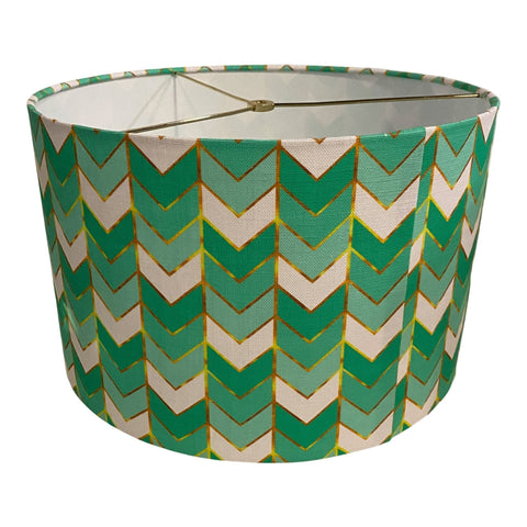 Drum Hardback Shade Made With Spoonflower Ikat Belgian Linen - Made to Order + Ships in 3 Weeks!
