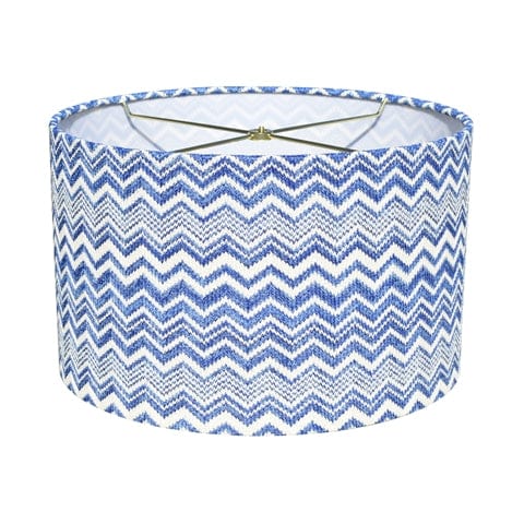 Drum Zigzag Hard Back Acrylic Lamp Shade - Blue White