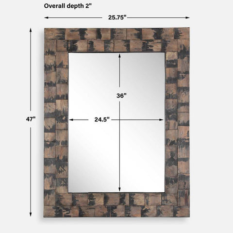 Uttermost Rustic Mahogany Accent Wall Mirror for Entryway - 36 W x 47 H x 2 D