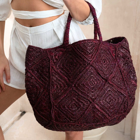 Beach Handmade Braided Geometric Tote