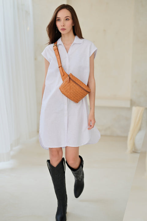 Braided Basket Weave Sling Bag with Adjustable Straps