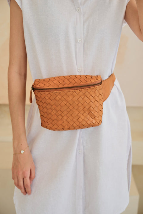 Braided Basket Weave Sling Bag with Adjustable Straps