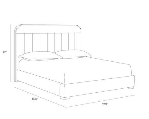 Sunpan Modern Davina Upholstered Platform Bed with Headboard - Queen - King - Queen