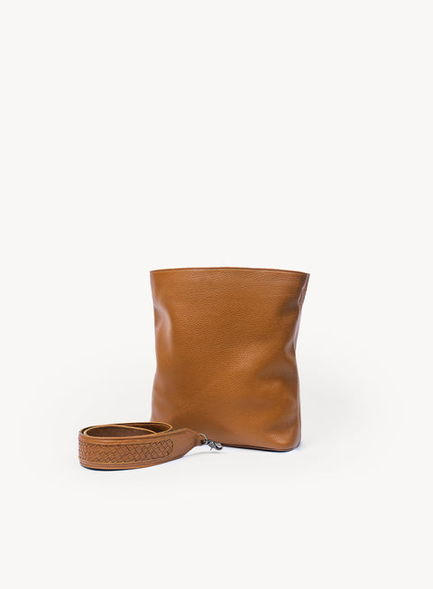 Casual Braided Leather Shoulder Bag with Open Top