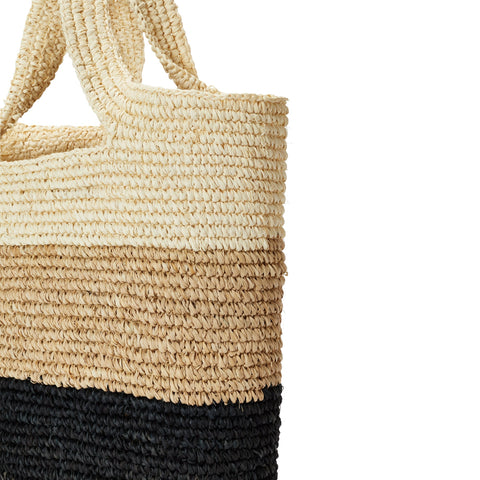 Beach Handmade Color Block Open Top Tote