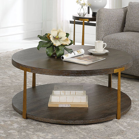 Palisade Contemporary Round Coffee Table with Frame Base