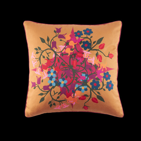 Powered by People Artful Traditionalist Bohemian Floral Graphic Square Pillow Cover - 20 x 20