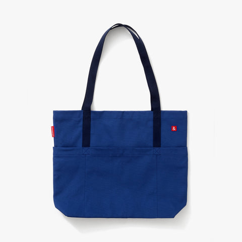 Designer Logo Solid Open Top Tote with Exterior Pockets
