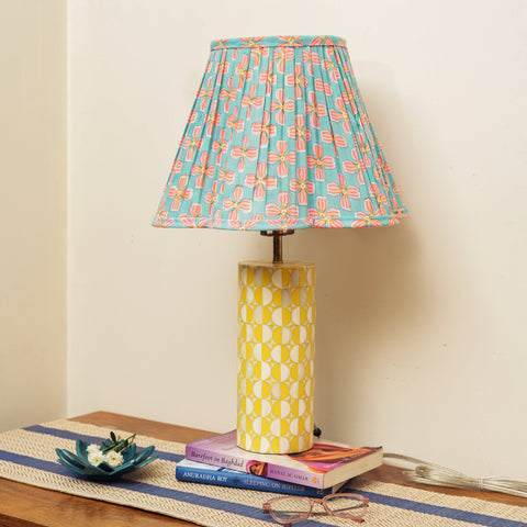 Accent Bohemian Lamp Shade with Pleats and Scallop Trim