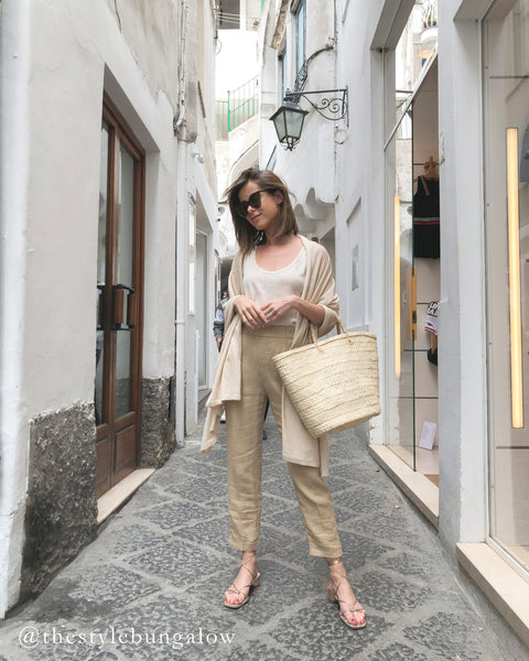 Beach Basket Bag with Open Top and Basket Weave Design