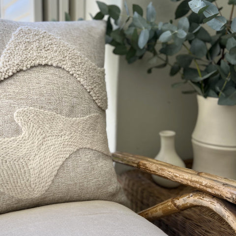 Powered by People Timeless Minimalist Hand Stitched Embroidery Square Throw Pillow - 20 x 20