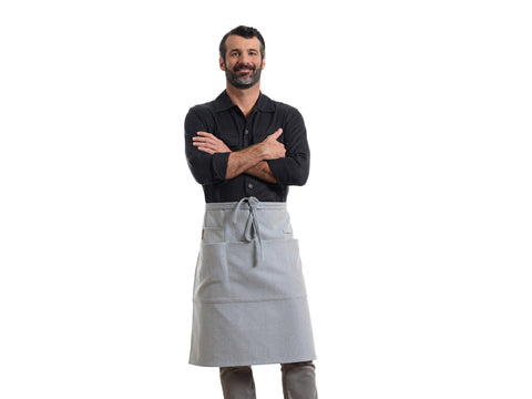 Bistro Stripe Adjustable Apron with Deep Patch Pockets