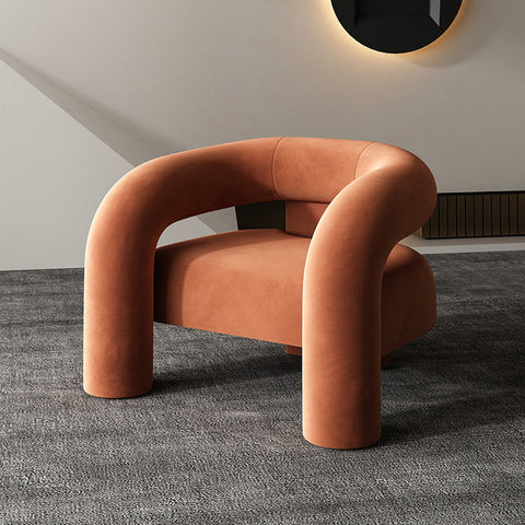Timeless Minimalist Modern Barrel Back Velvet Armchair