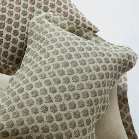 Filling Spaces Artful Traditionalist Bohemian Hand Block Print Accent Throw Pillow - 18 x 18 - 20 x 20 - 22 x 22 - 24 x 24 - 26X 26 - 14 x 20 - 14 x 40 - 18 x 40 - 16 x 50