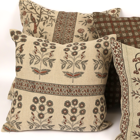 Filling Spaces Artful Traditionalist Bohemian Hand Block Print Accent Throw Pillow - 20 x 20