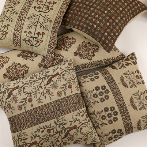 Filling Spaces Artful Traditionalist Bohemian Hand Block Print Accent Throw Pillow - 20 x 20