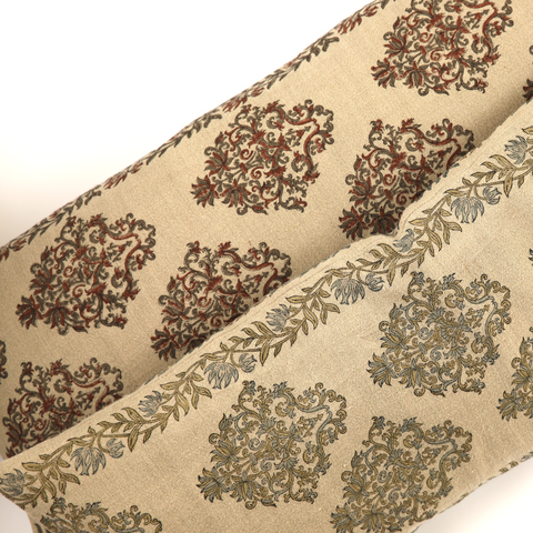 Filling Spaces Artful Traditionalist Handcrafted Embroidery Lumbar Pillow - 14 x 20 - 14 x 40