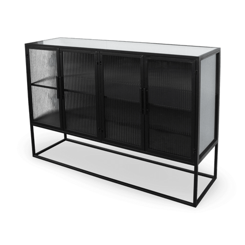 Industrial Modern Geometric Glass Display Cabinet