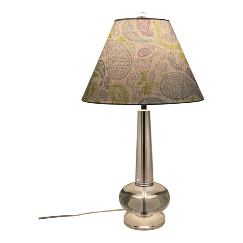 Empire Hardback Shade Made with Spoonflower Belgian Linen - Pastel Comforts: Modern Distressed Paisley Jumbo in Honeydew, Lilac, and Sky Blue by Brittanylane Fabric by Brittanylane