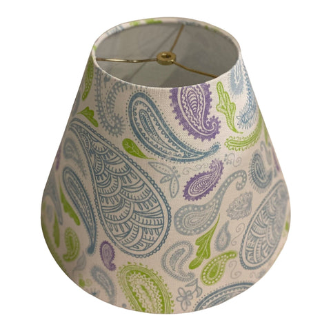 Empire Hardback Shade Made with Spoonflower Belgian Linen - Pastel Comforts: Modern Distressed Paisley Jumbo in Honeydew, Lilac, and Sky Blue by Brittanylane Fabric by Brittanylane