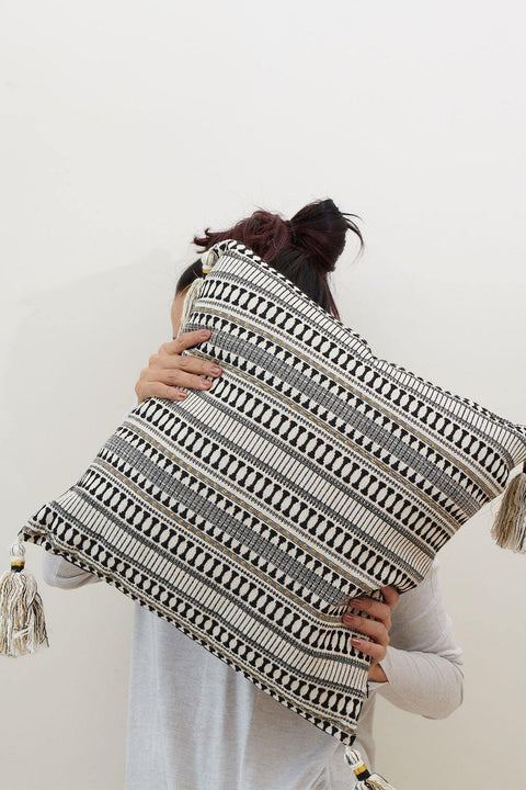 The Artisen Bohemian Square Accent Pillow with Tassels - 18 x 18