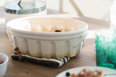 Handcrafted Oval Embossed Baker Dish with Handles