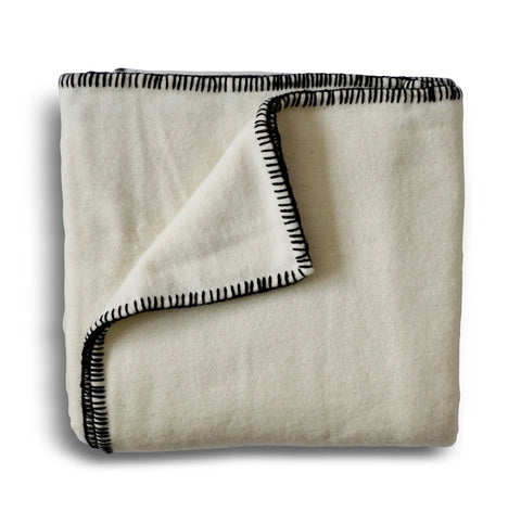 Traditional Soft Wool Blanket with Contrast Trim