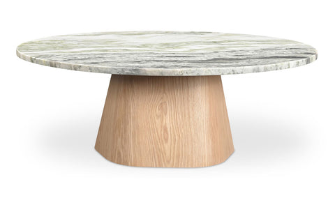 Contemporary Round Drum Coffee Table with Two-tone Design