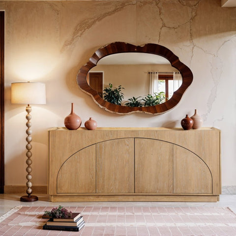 Contemporary Organic Veneer Sideboard Cabinet