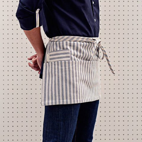 Waist Stripe Apron with Pockets and Utility Loop