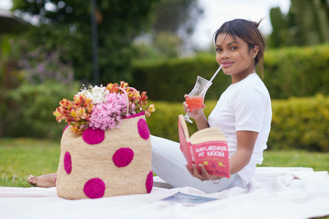 Beach Geometric Braided Raffia Handmade Bucket Bag