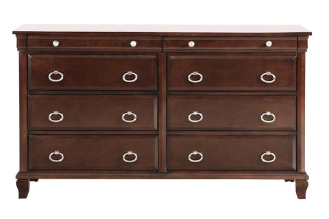 Traditional Double Dresser with Pull Handles Drawer Chest