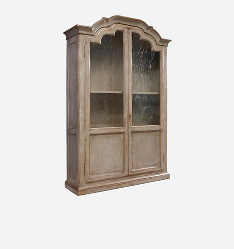 Traditional Distressed Wood and Glass Bookcase