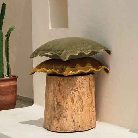 Powered by People Artful Traditionalist Organic Cotton Velvet Pillow Cover with Scallop Trim - 20 x 20