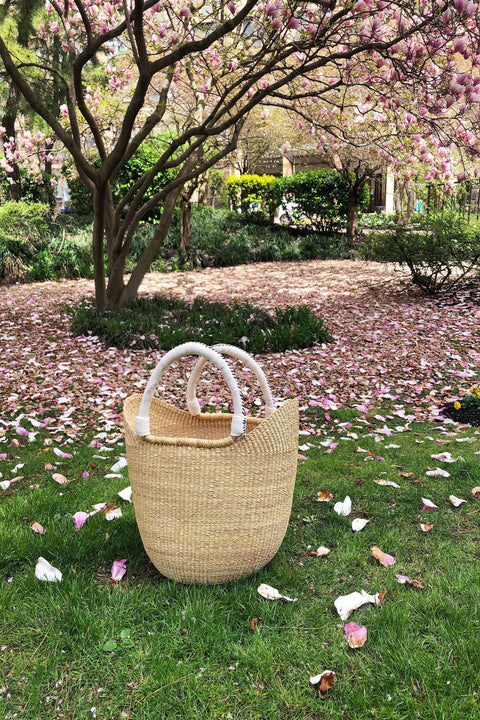 Handmade Basket Weave Open Top Basket Bag