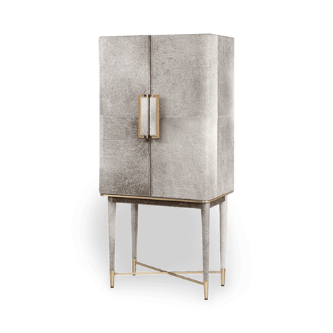 Florian Art Deco Bar Cabinet with Polished Brass Finish