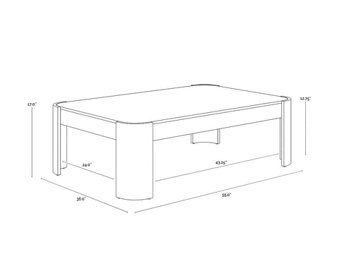 Sunpan Irvine Timeless Minimalist Contemporary Glass Coffee Table