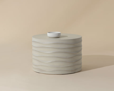 Sunpan Corey Sculpted Round Drum Coffee Table Modern