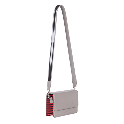 Casual Embossed Stripe Crossbody with Magnetic Flap