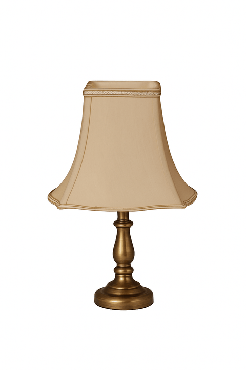 Fancy Bottom Bell Square (Braided Trim) 100% Pongee Silk Lamp Shade - Sand