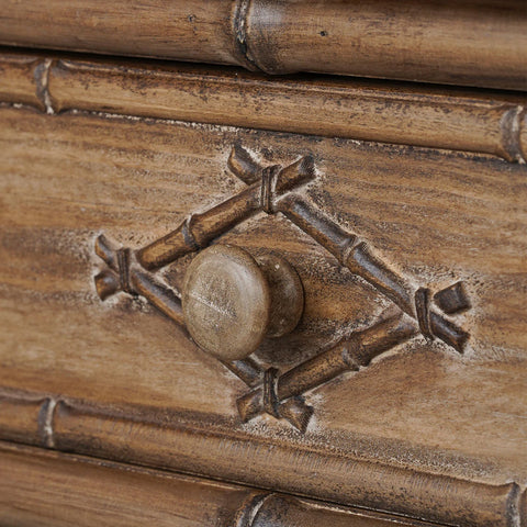 Artful Traditionalist Bohemian Faux Bamboo Rattan Console