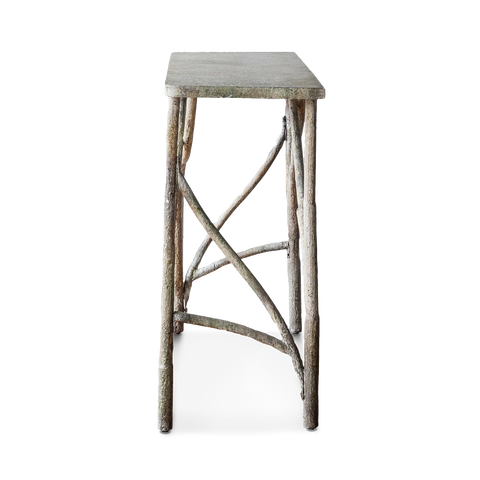 Trobiano Studios Outdoor Living & Garden Aged Freeform Console in Rustic Style - 16 W