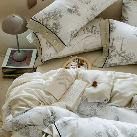 Vintage Floral Graphic Sheet Set with Nature Design