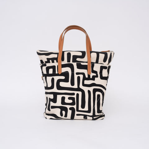 Love Graphic Hand Screen Printed Tote with Beads and Zipper