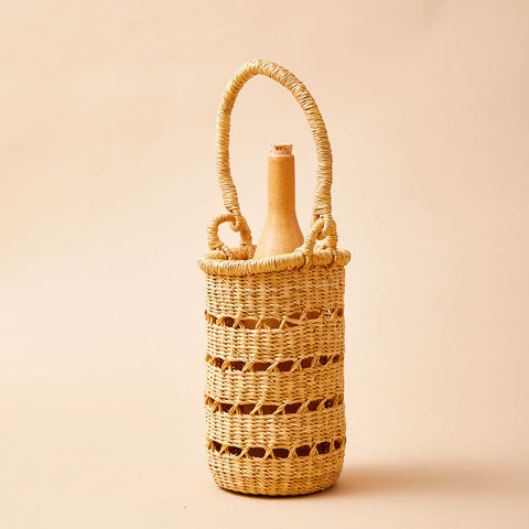 Handmade Basket Weave Wine Bag with Open Top